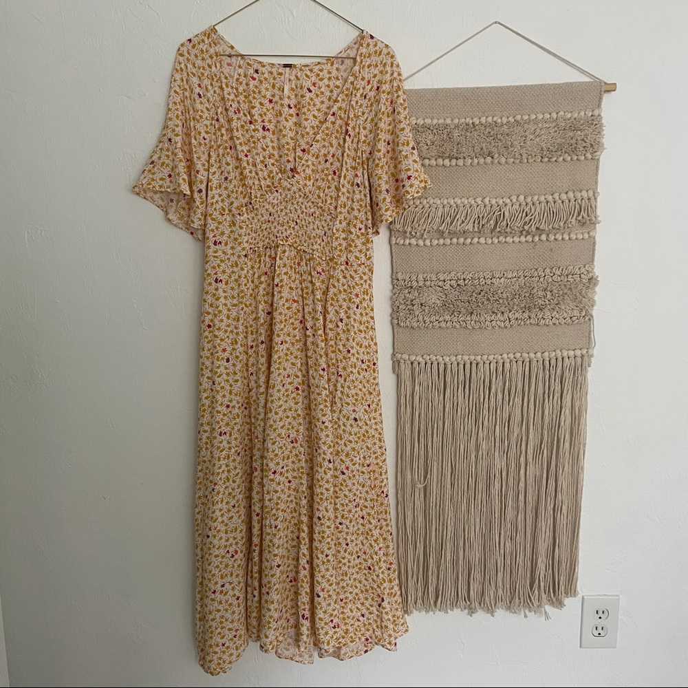 Free People Floral Midi Dress - Yellow and Pink - Picture 4 of 6